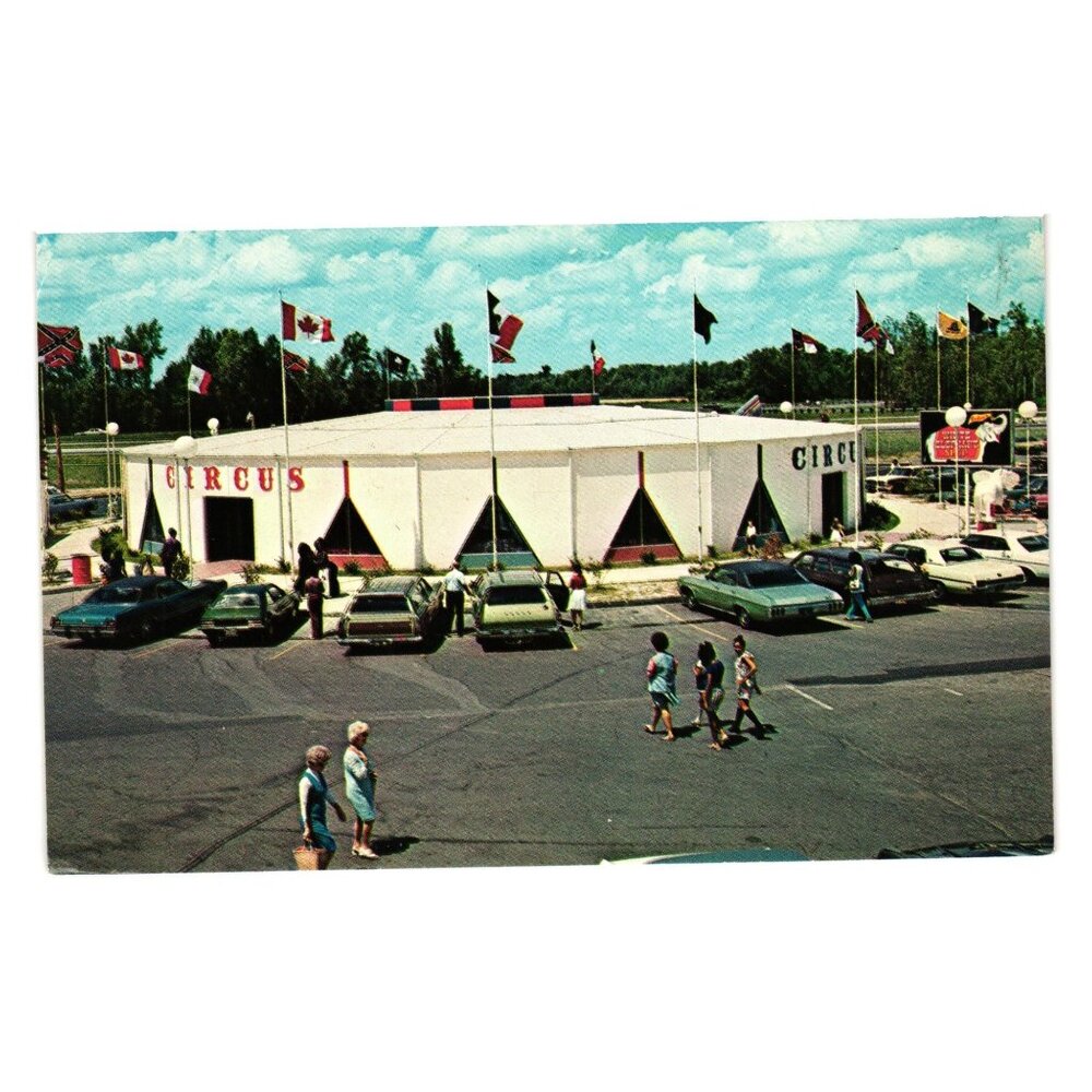 Vintage Postcard South Of The Border Circus Scene North South Carolina Border